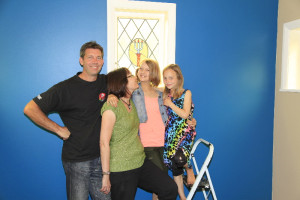Family picture in side room of renovated chapel in December 2014 - girls growing fast.